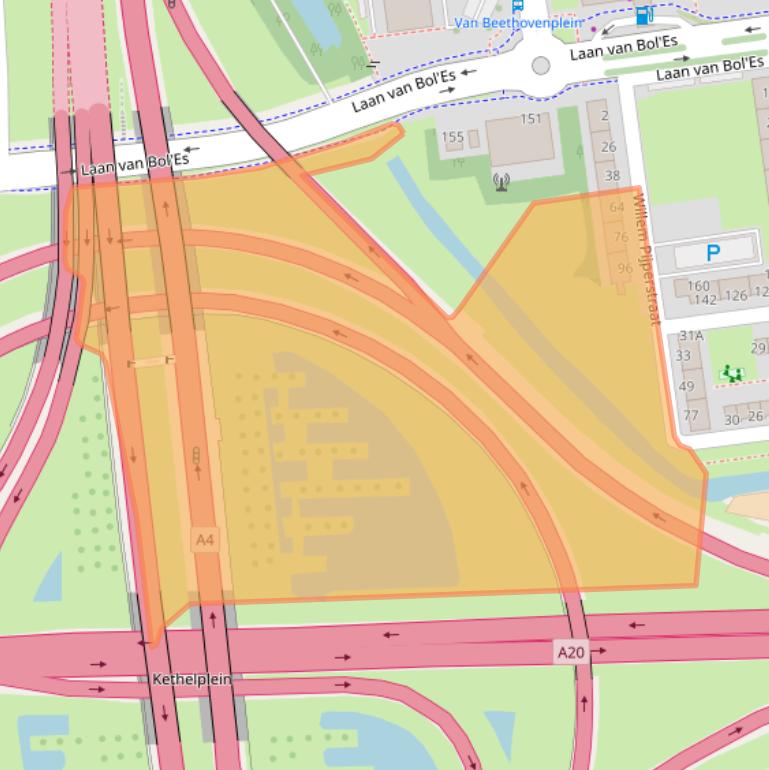 Kaart van postcodegebied 3122BJ.