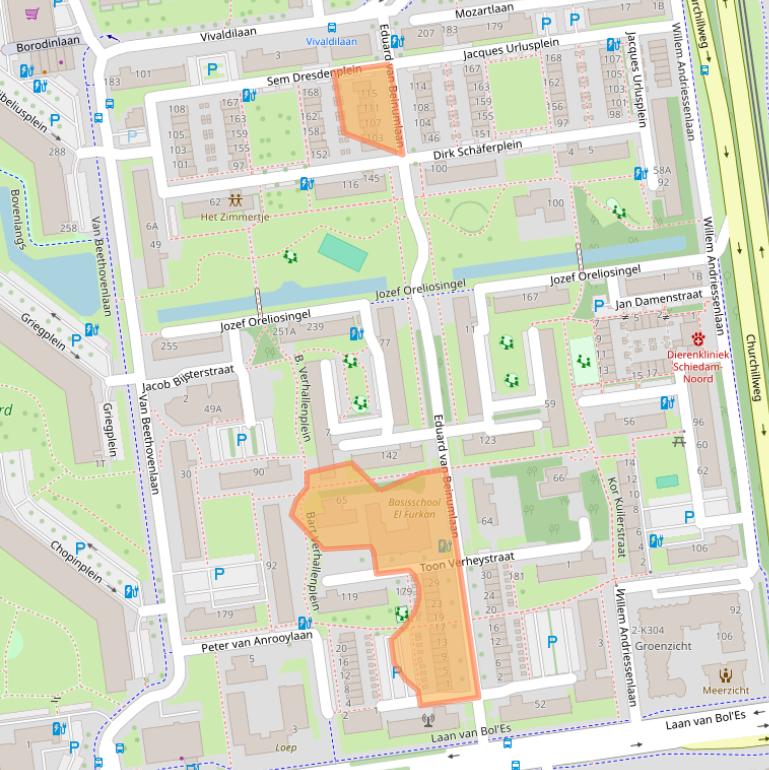 Kaart van postcodegebied 3122TK.