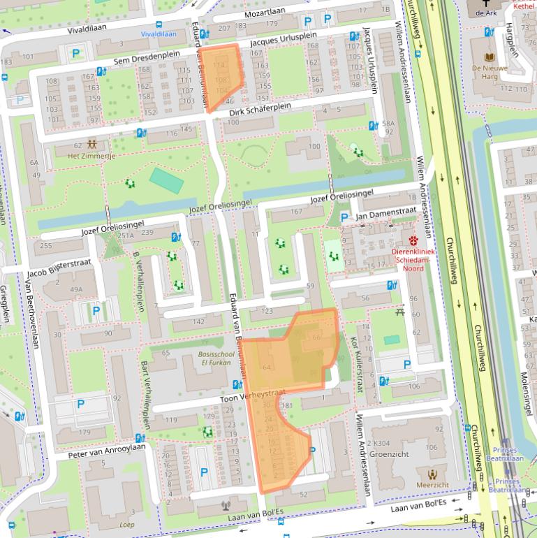 Kaart van postcodegebied 3122TL.