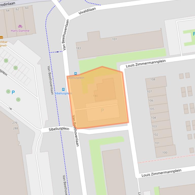 Kaart van postcodegebied 3122TZ.