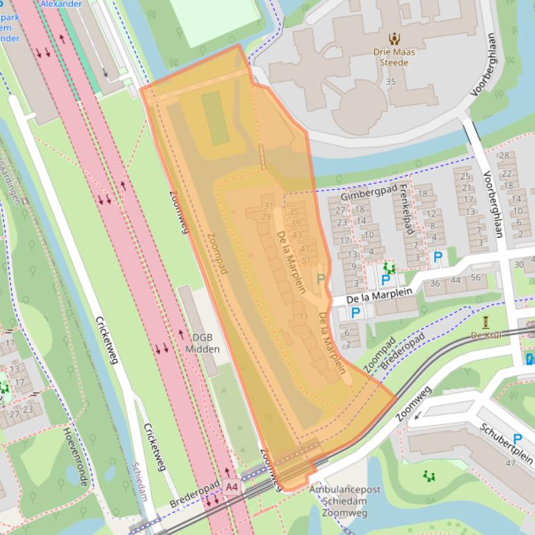 Kaart van postcodegebied 3123AC.