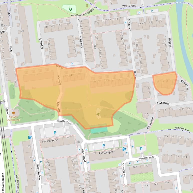 Kaart van postcodegebied 3123BC.