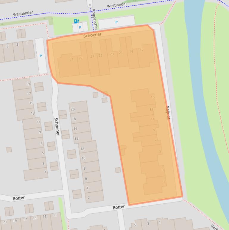 Kaart van postcodegebied 3123BE.