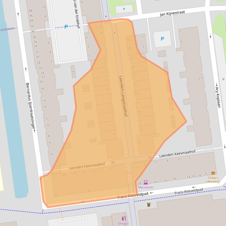 Kaart van postcodegebied 3123CJ.