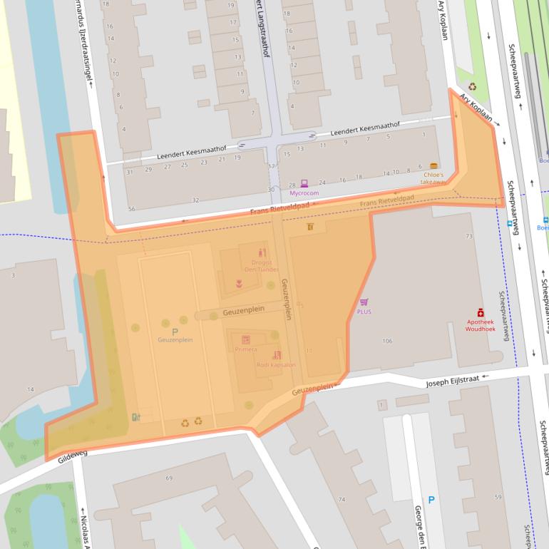 Kaart van postcodegebied 3123CK.