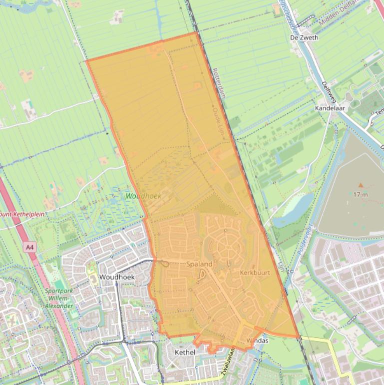 Kaart van postcodegebied 3124.