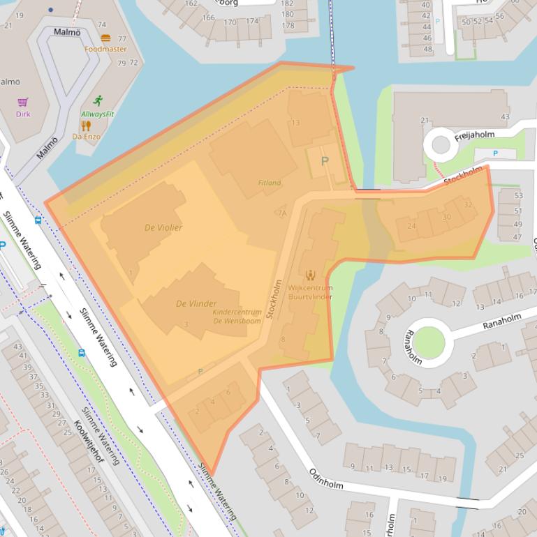 Kaart van postcodegebied 3124SG.