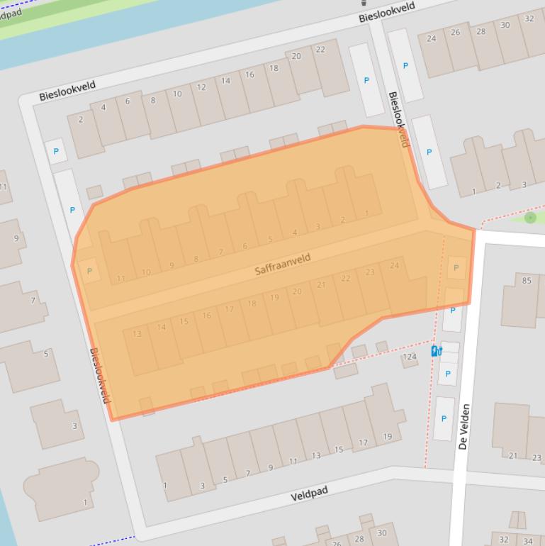Kaart van postcodegebied 3124VJ.