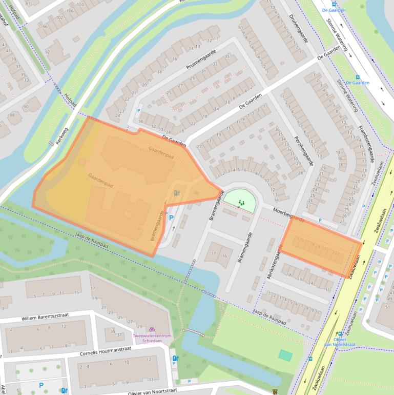 Kaart van postcodegebied 3124WJ.