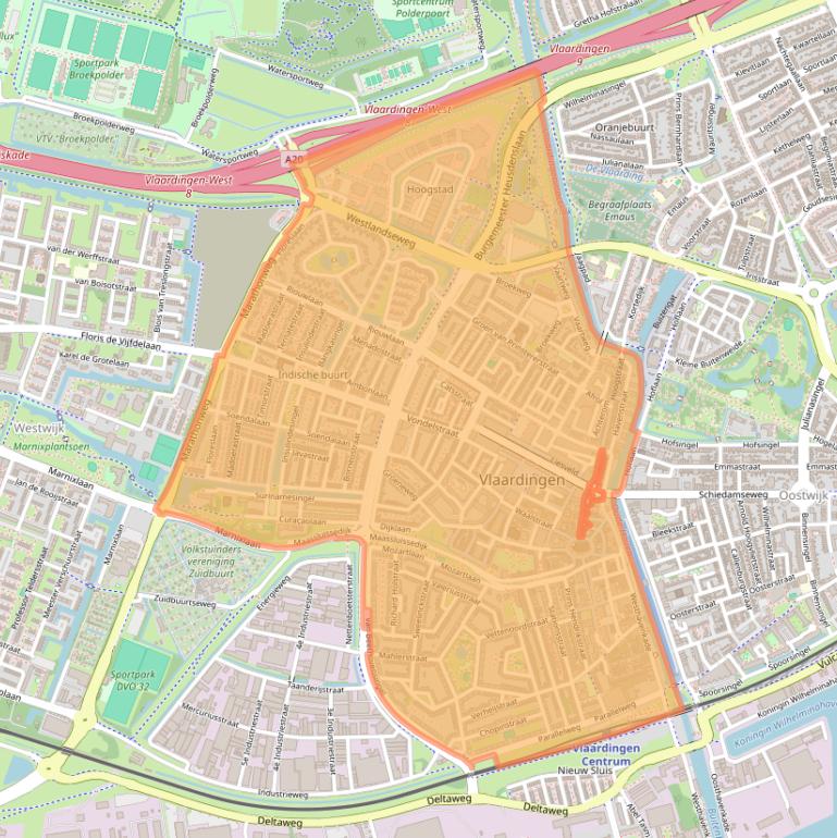 Kaart van postcodegebied 3131.