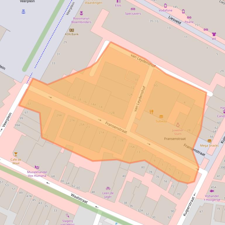 Kaart van postcodegebied 3131CC.