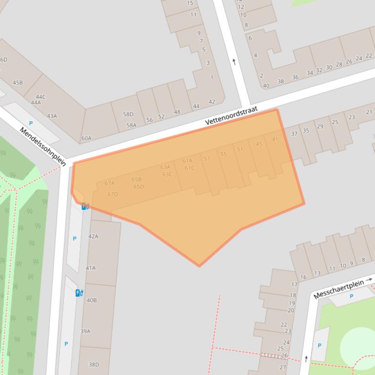 Kaart van postcodegebied 3131TP.