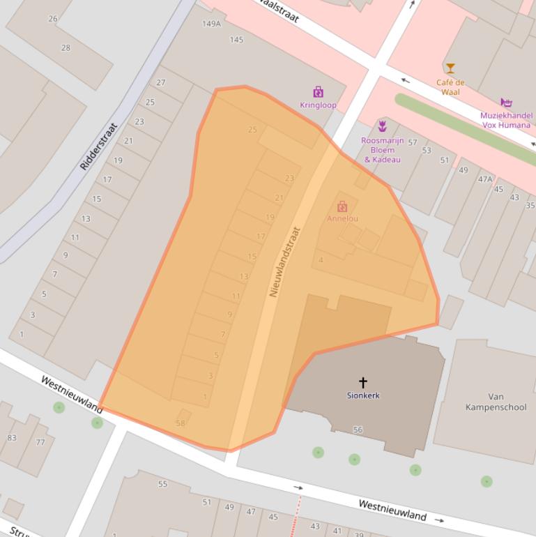Kaart van postcodegebied 3131VS.