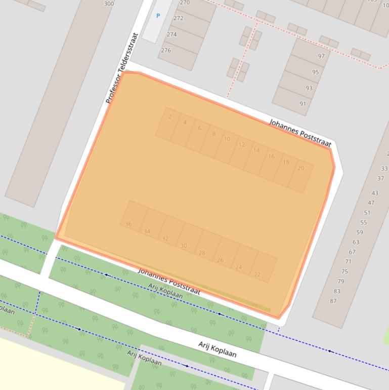 Kaart van postcodegebied 3132AJ.