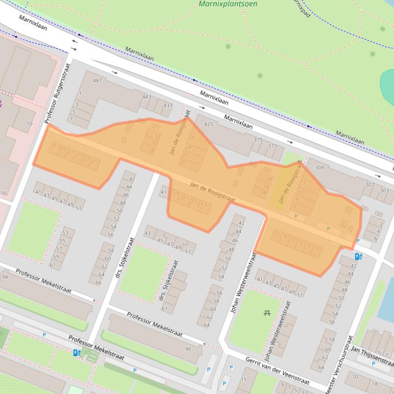 Kaart van postcodegebied 3132BA.