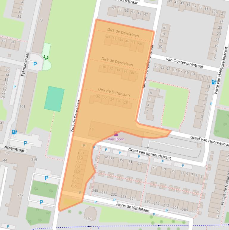 Kaart van postcodegebied 3132HJ.