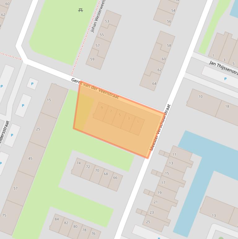 Kaart van postcodegebied 3132NB.