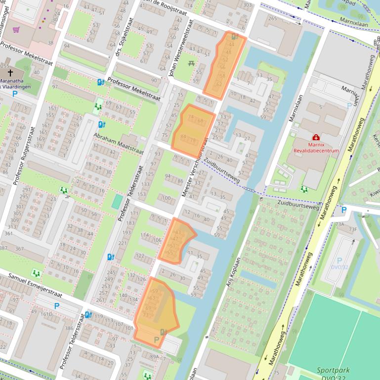 Kaart van postcodegebied 3132NV.