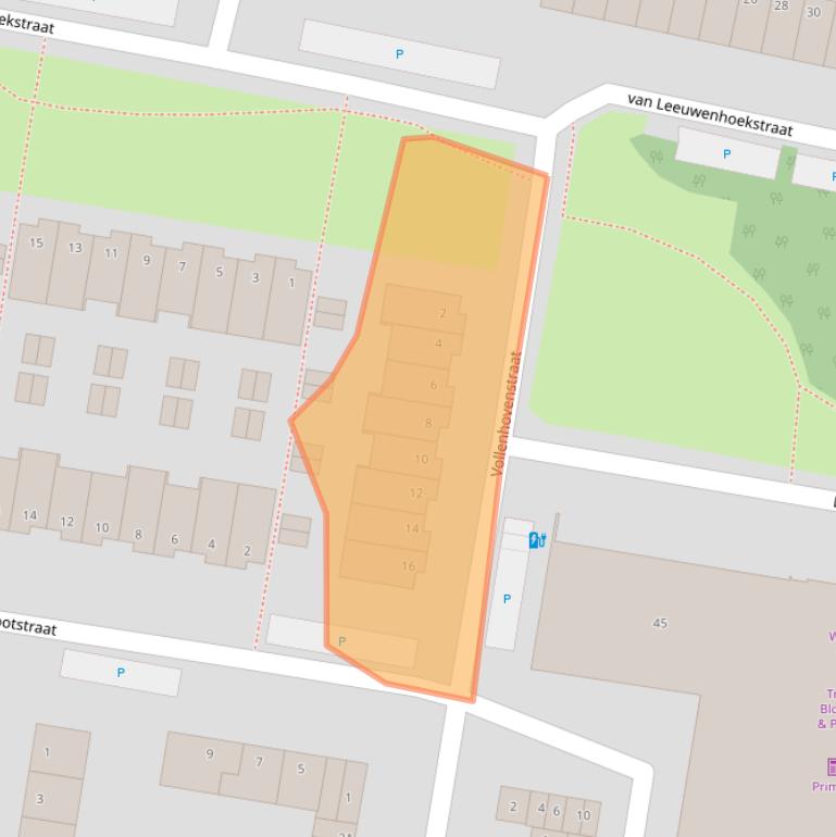 Kaart van postcodegebied 3132RZ.