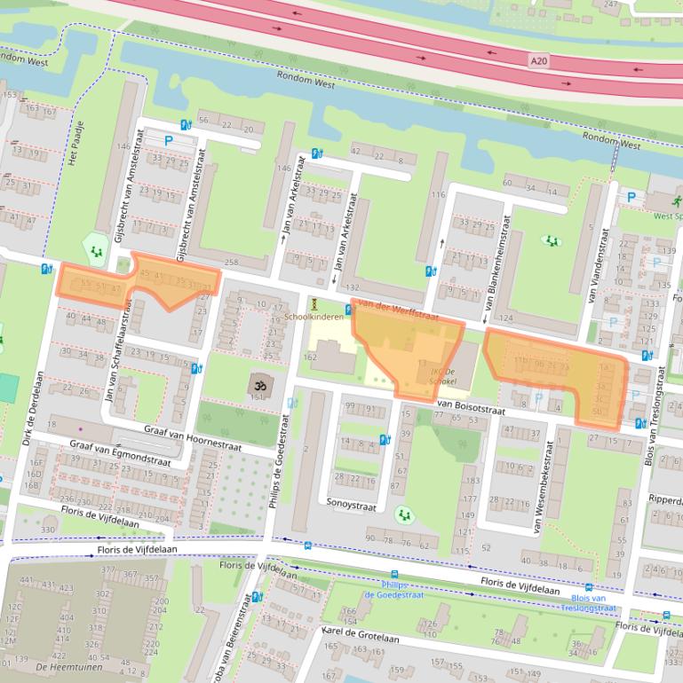 Kaart van postcodegebied 3132WB.