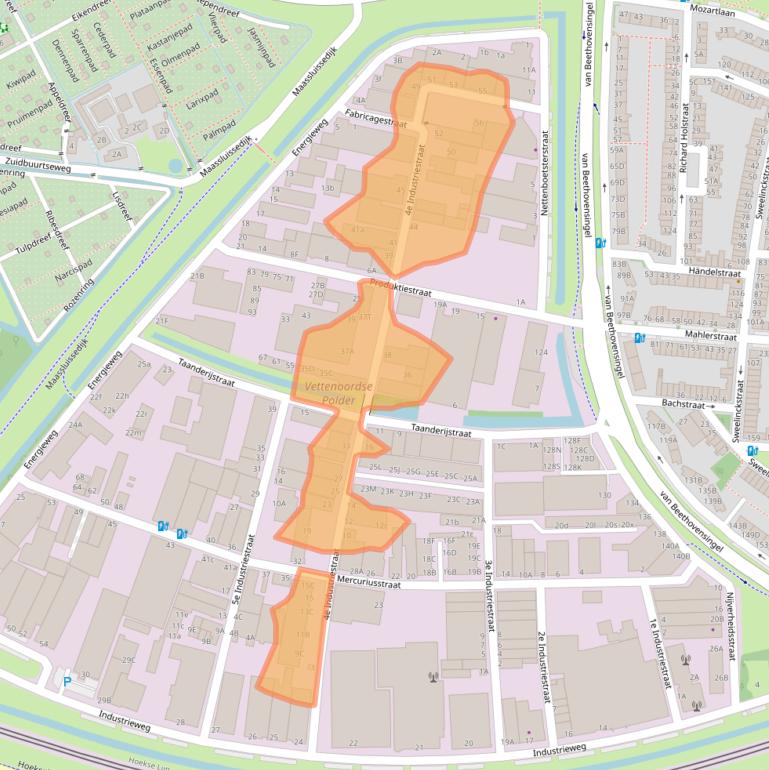 Kaart van postcodegebied 3133EK.