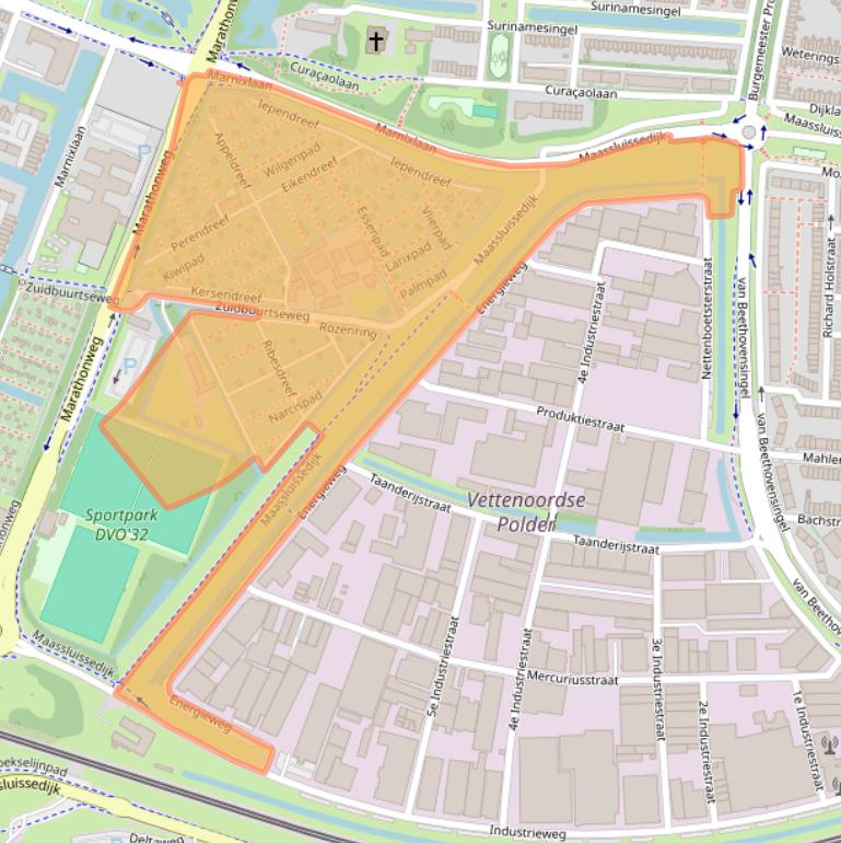 Kaart van postcodegebied 3133KC.