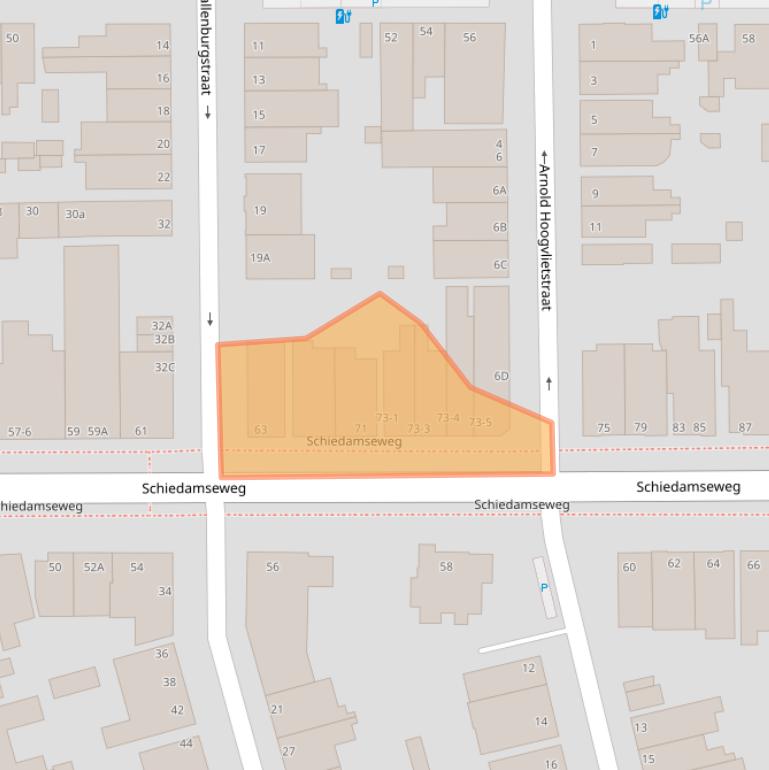 Kaart van postcodegebied 3134BC.