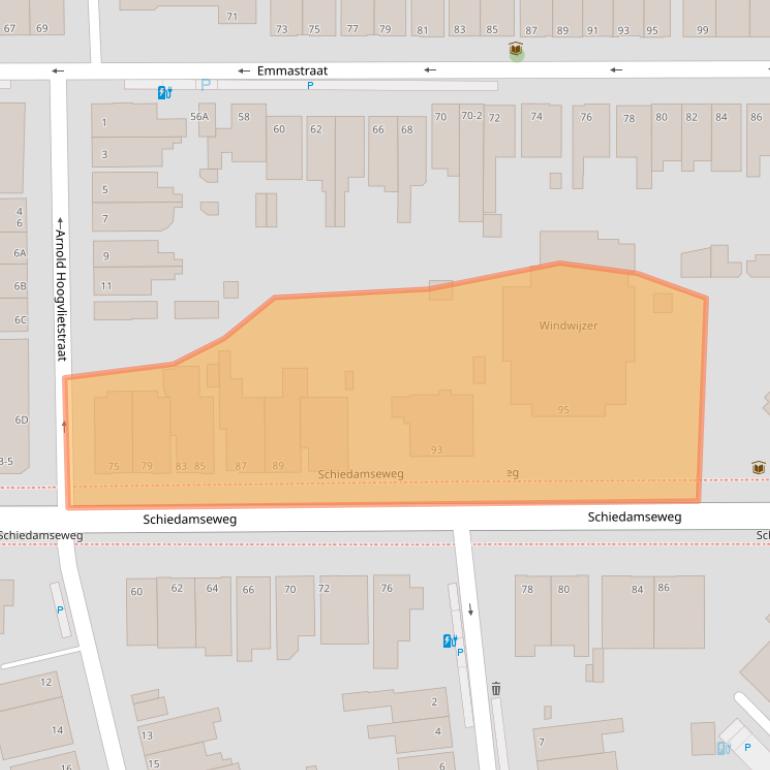 Kaart van postcodegebied 3134BD.