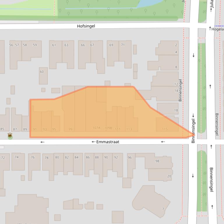 Kaart van postcodegebied 3134CJ.
