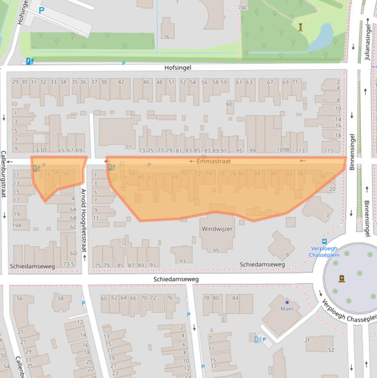 Kaart van postcodegebied 3134CM.