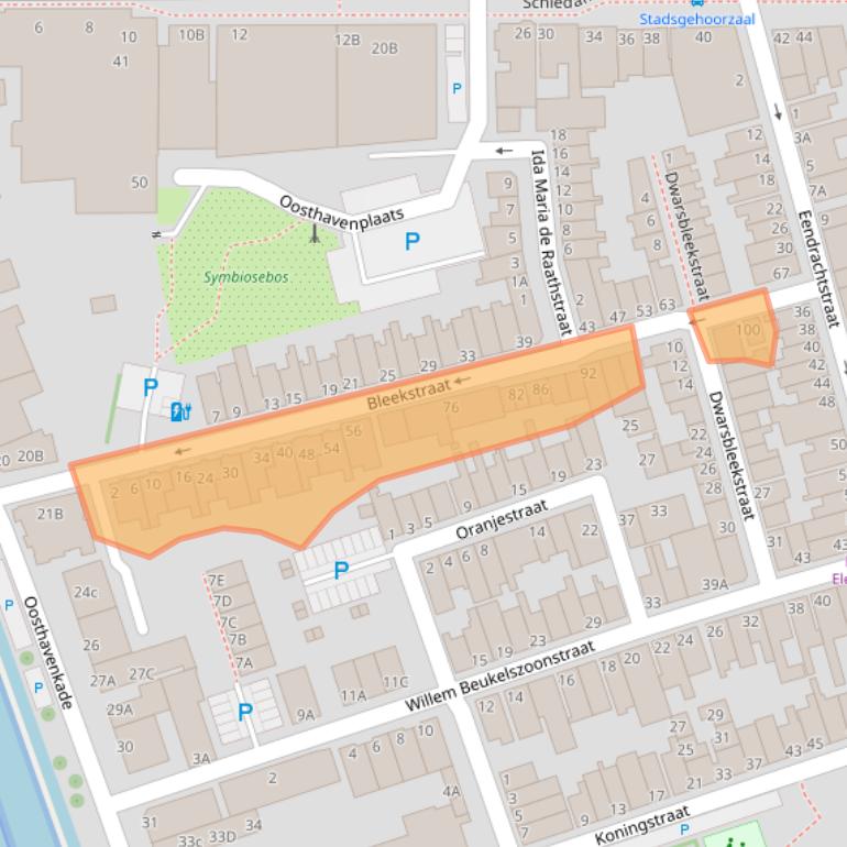 Kaart van postcodegebied 3134EB.