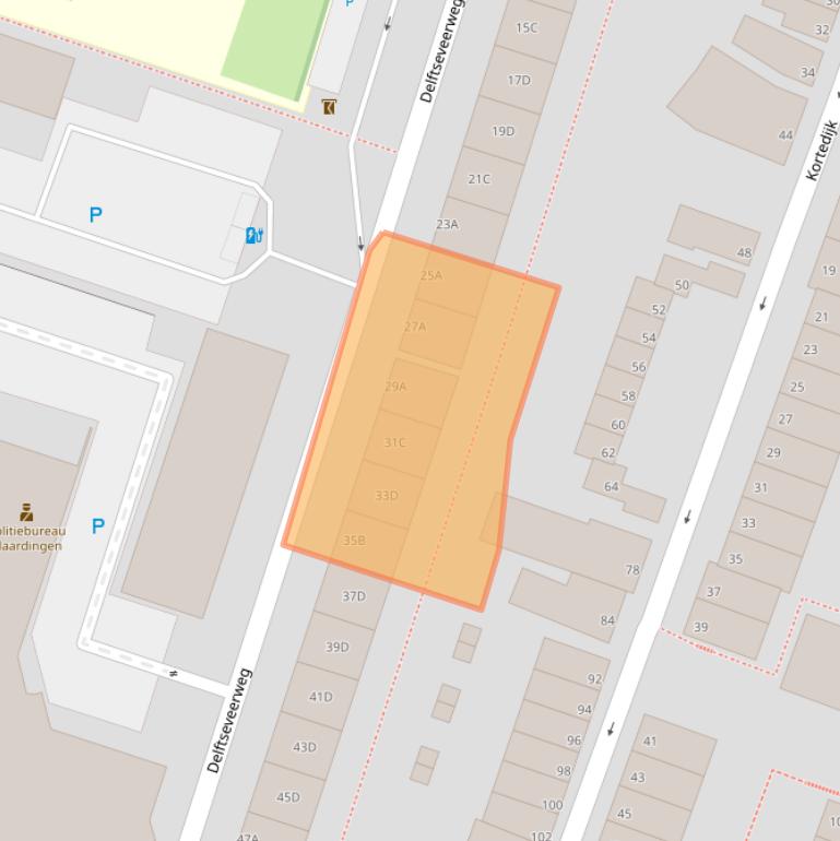 Kaart van postcodegebied 3134JE.