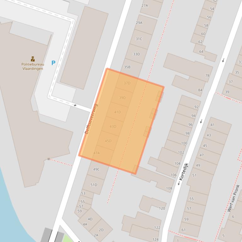 Kaart van postcodegebied 3134JG.