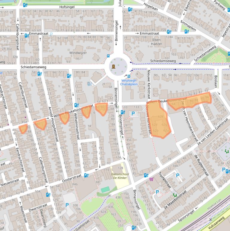 Kaart van postcodegebied 3134LZ.