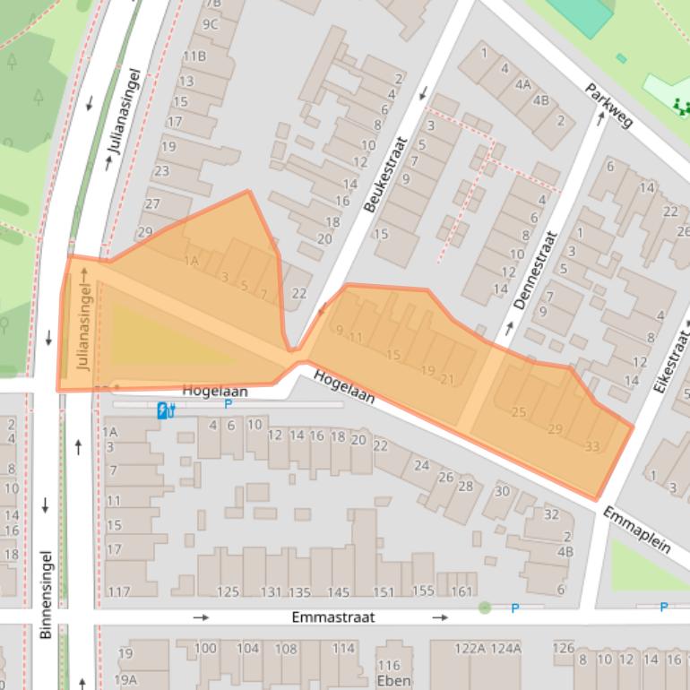 Kaart van postcodegebied 3134VJ.