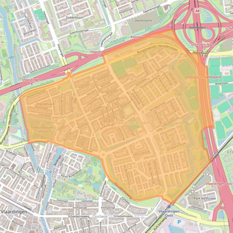 Kaart van postcodegebied 3135.