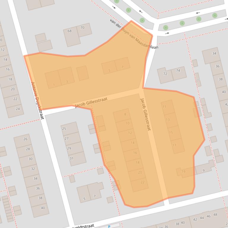 Kaart van postcodegebied 3135AP.