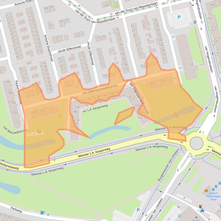 Kaart van postcodegebied 3135AR.