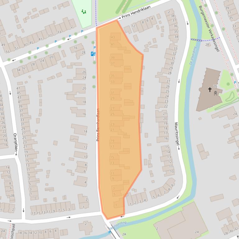 Kaart van postcodegebied 3135JA.