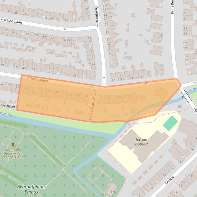 Kaart van postcodegebied 3135JJ.