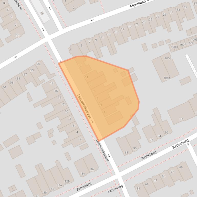 Kaart van postcodegebied 3135KE.