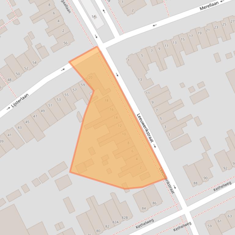 Kaart van postcodegebied 3135KG.