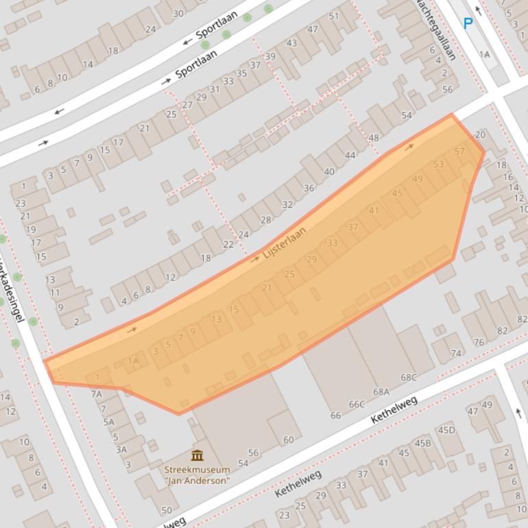 Kaart van postcodegebied 3135KL.