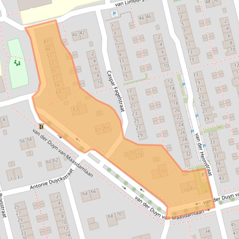 Kaart van postcodegebied 3135LA.