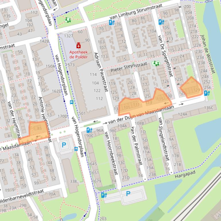 Kaart van postcodegebied 3135LB.