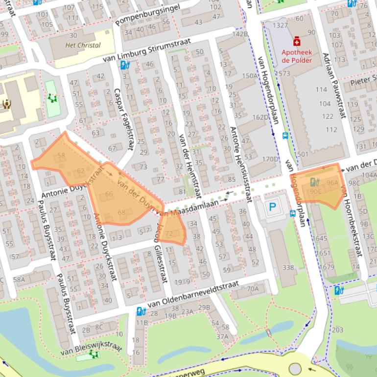 Kaart van postcodegebied 3135LC.