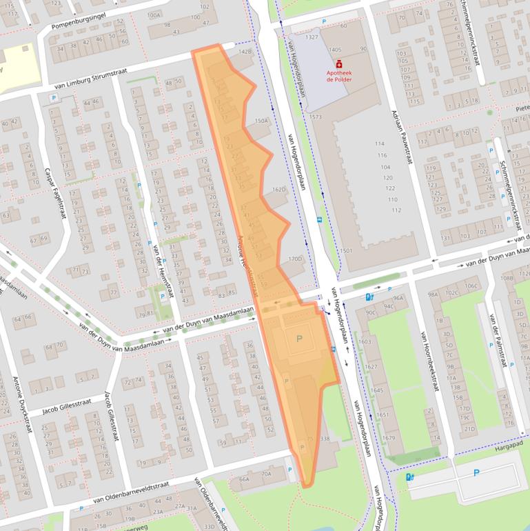 Kaart van postcodegebied 3135NA.