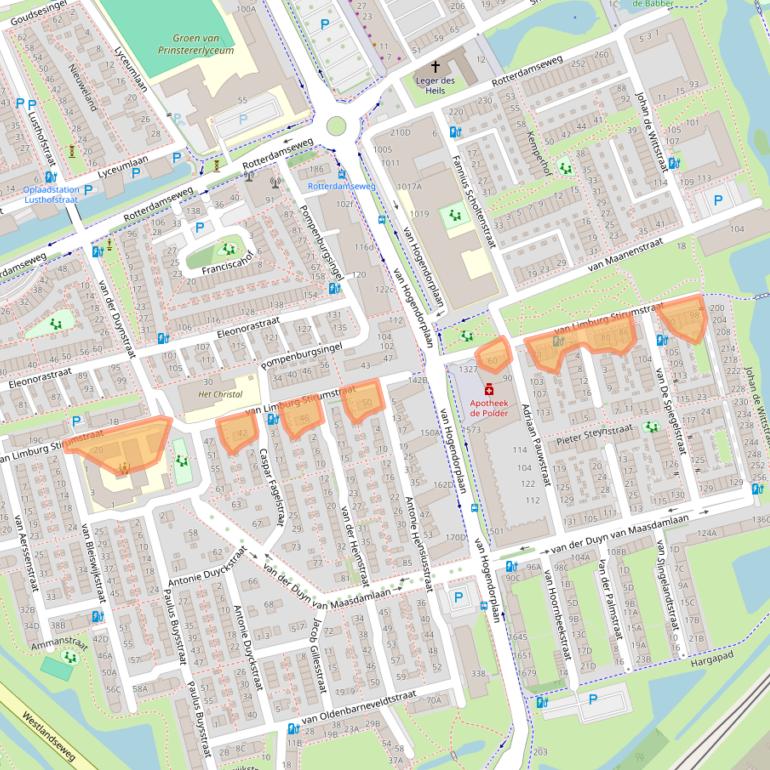 Kaart van postcodegebied 3135NS.