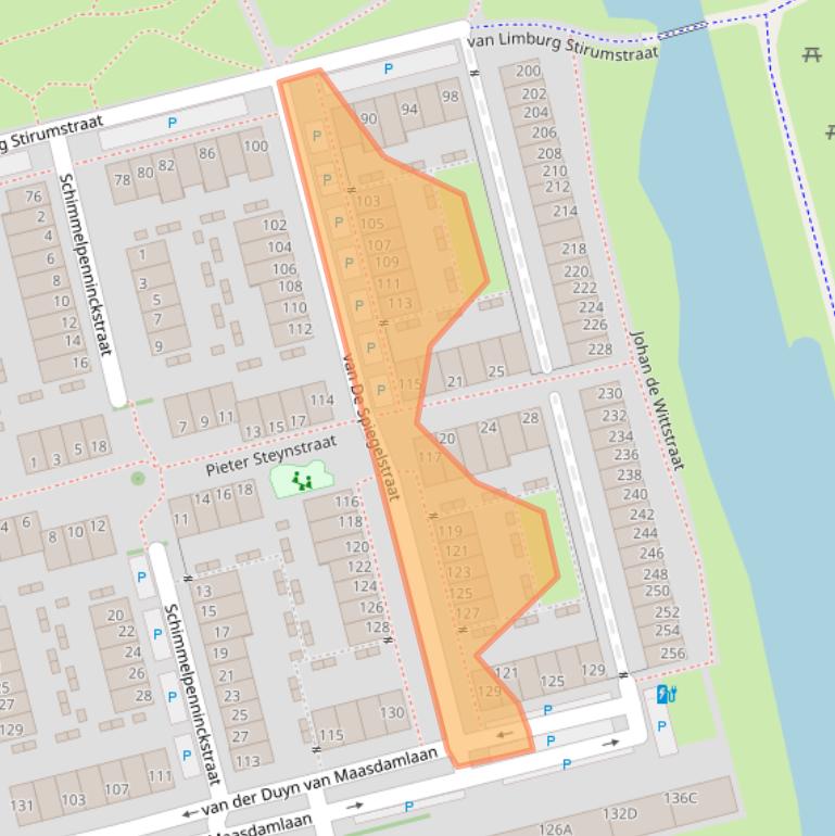 Kaart van postcodegebied 3135SE.