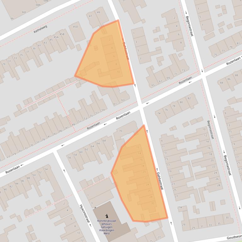 Kaart van postcodegebied 3135XD.